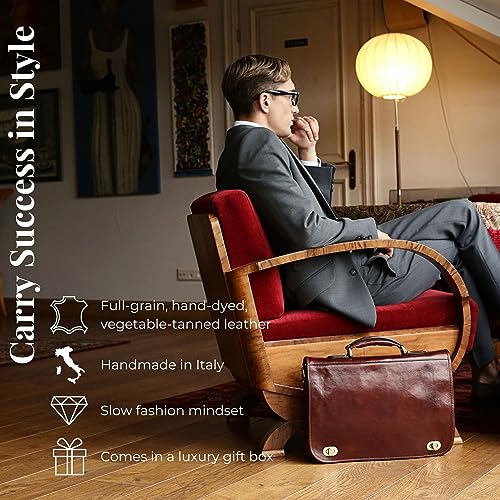 Handcrafted Dark Brown Leather Laptop Messenger Bag