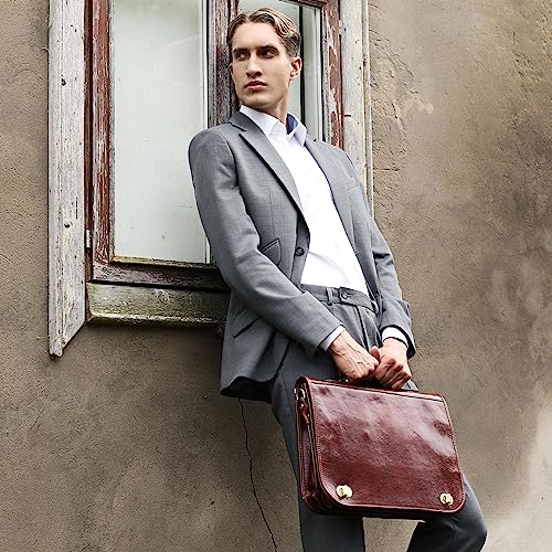 Handcrafted Dark Brown Leather Laptop Messenger Bag