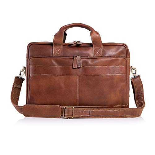 Stylish 16-Inch Leather Laptop Messenger Bag