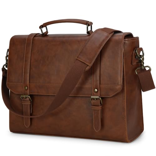 Waterproof Leather Messenger Bag for 15.6" Laptop