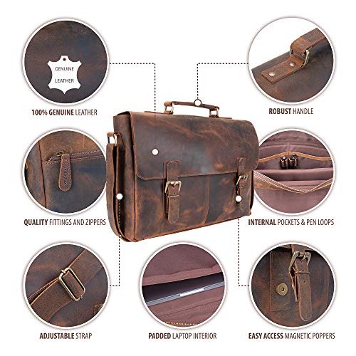 Handmade Distressed Leather Messenger Bag for Laptops