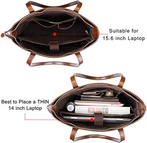 S-ZONE 15.6" Leather Laptop Tote for Women