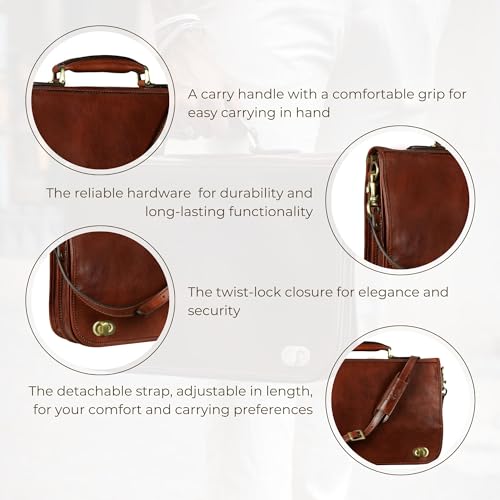 Handcrafted Dark Brown Leather Laptop Messenger Bag