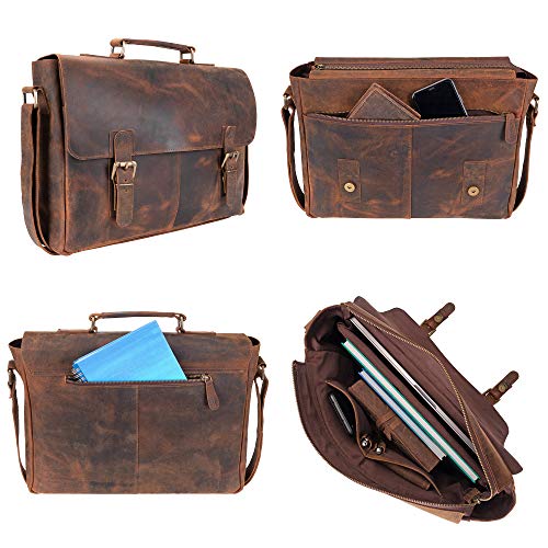 Handmade Distressed Leather Messenger Bag for Laptops