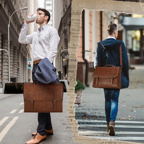 Waterproof Leather Messenger Bag for 15.6" Laptop
