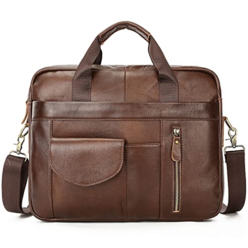 Men's Leather 15.6" Laptop Briefcase & Messenger Bag