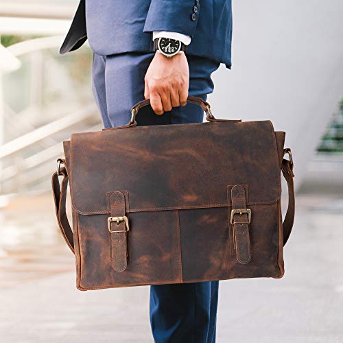 Handmade Distressed Leather Messenger Bag for Laptops