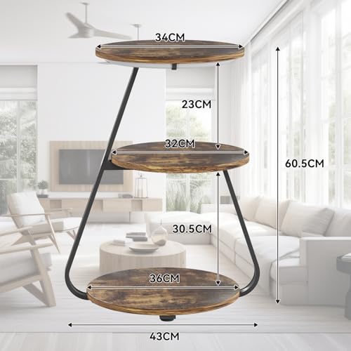 ARTETHYS Round LED Side Table with Storage Shelves