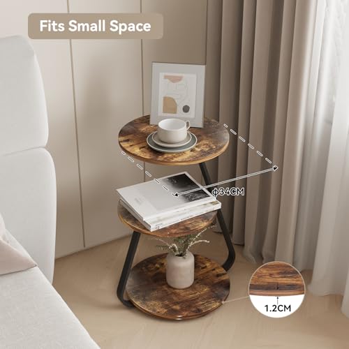 ARTETHYS Round LED Side Table with Storage Shelves