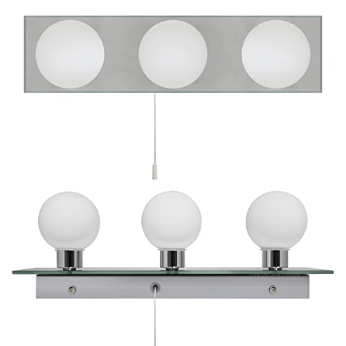 Mini Globe Bathroom Mirror Light with Pull Cord