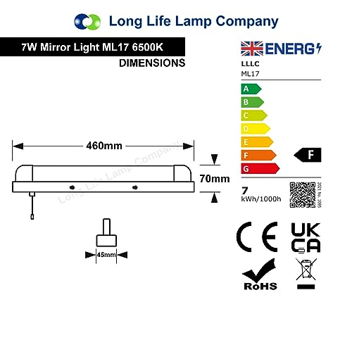 LED Mirror Light with Pull Cord - Cool White 6500K