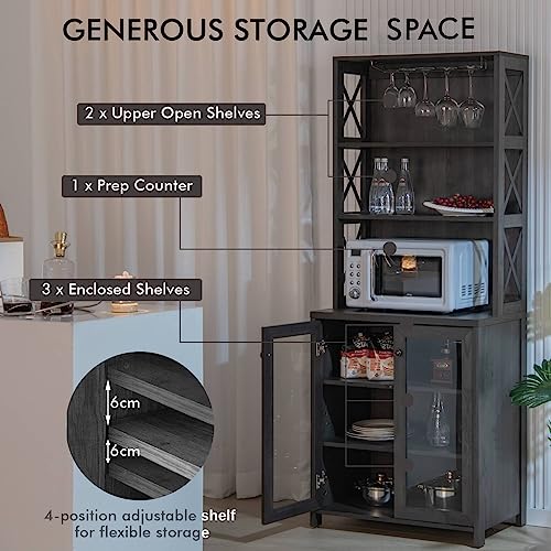 Tall Kitchen Cupboard with Glass Doors and Shelves