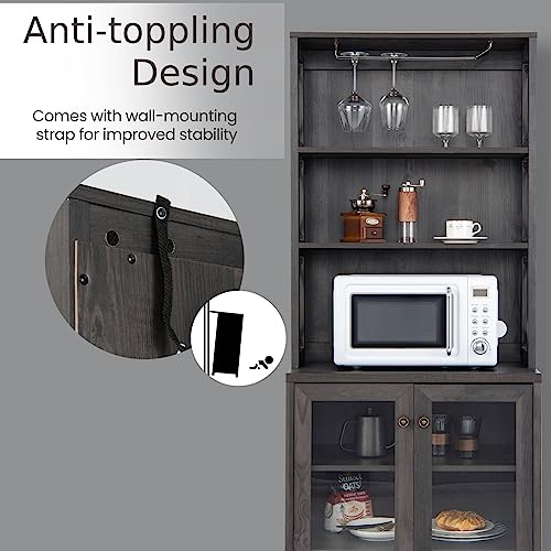 Tall Kitchen Cupboard with Glass Doors and Shelves