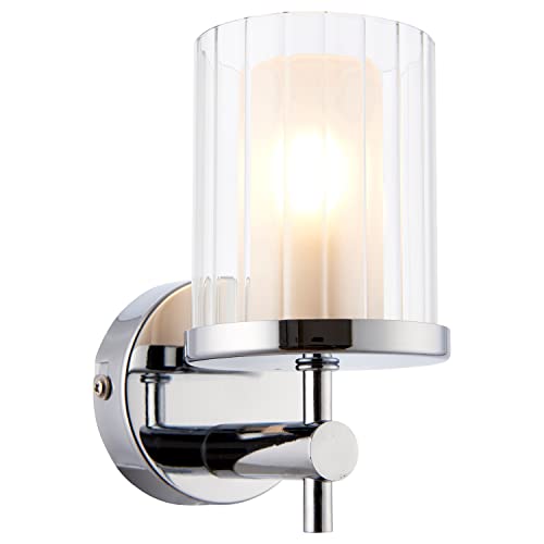 BLAKE Chrome Bathroom Wall Light with Glass Shade