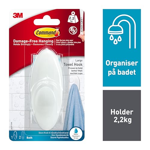 Water-Resistant Large Towel Hook with Adhesive Strip