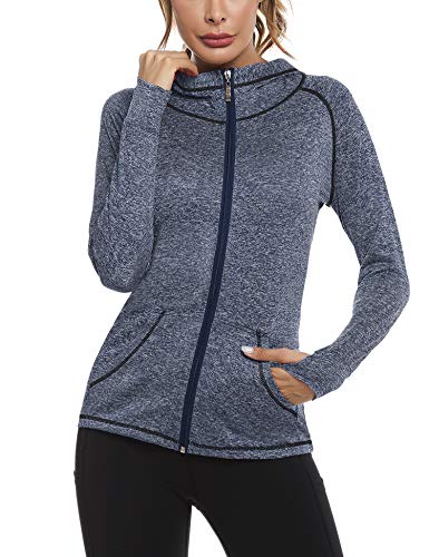Navy Blue Zip Up Hoodie for Women