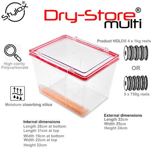 Clear 3D Printer Filament Storage Container by Stylox