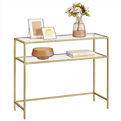 Elegant Gold Glass Console Table for Living Spaces