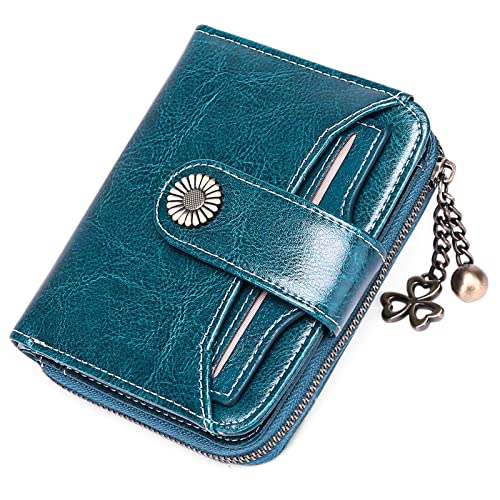 Genuine Leather RFID Women's Compact Bifold Wallet