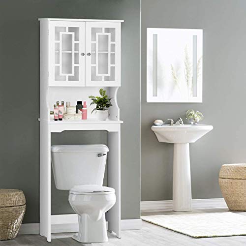 COSTWAY 3-Tier Toilet Cabinet with Adjustable Shelf