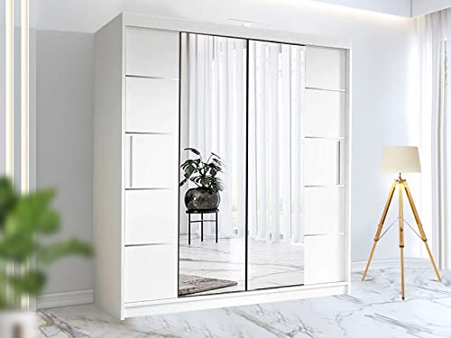 Modern Sliding Wardrobe with LED Light - 203cm