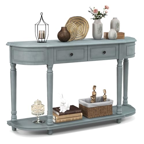 COSTWAY Vintage Console Table with 2 Drawers
