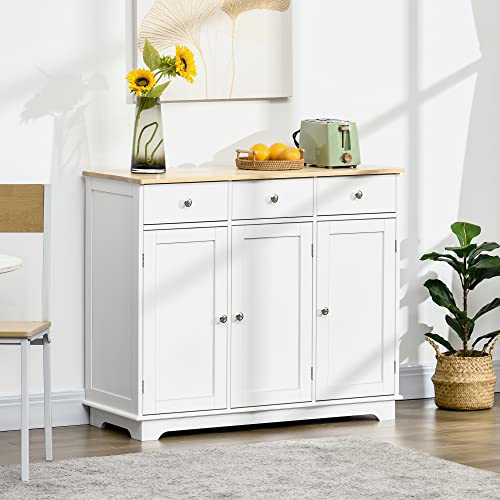HOMCOM Modern White Buffet Storage Sideboard Cabinet