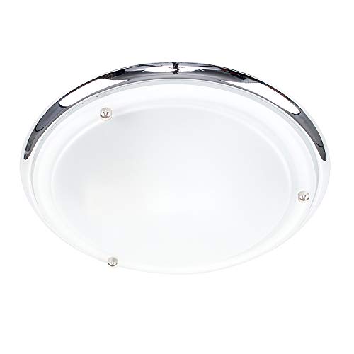 Modern Silver Chrome & Glass Bathroom Ceiling Light
