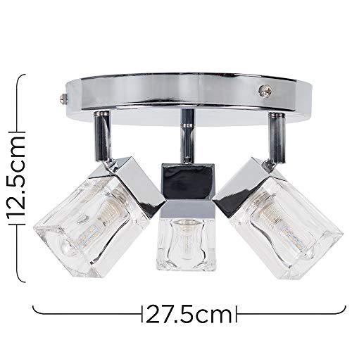 Sleek Chrome 3-Way IP44 Bathroom Ceiling Light