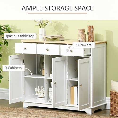HOMCOM Modern White Buffet Storage Sideboard Cabinet