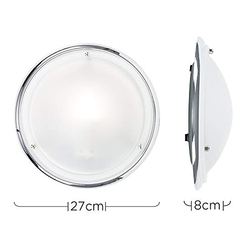 Modern Silver Chrome & Glass Bathroom Ceiling Light