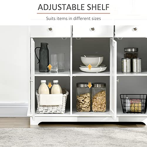HOMCOM Modern White Buffet Storage Sideboard Cabinet