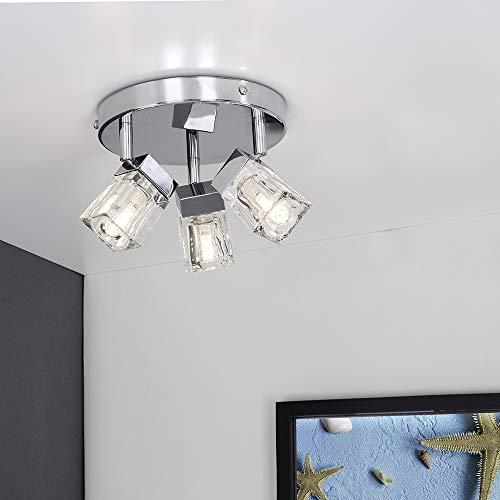 Sleek Chrome 3-Way IP44 Bathroom Ceiling Light