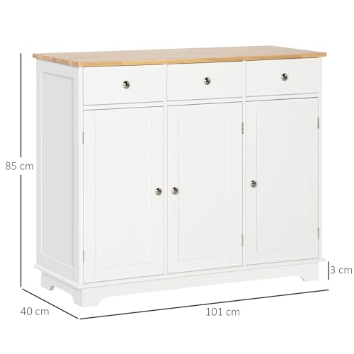 HOMCOM Modern White Buffet Storage Sideboard Cabinet
