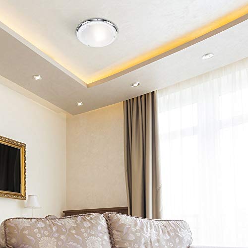 Modern Silver Chrome & Glass Bathroom Ceiling Light