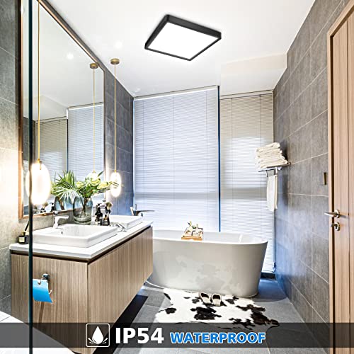 Defurhome 18W Square LED Ceiling Light, Black