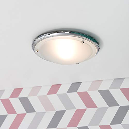 Modern Silver Chrome & Glass Bathroom Ceiling Light