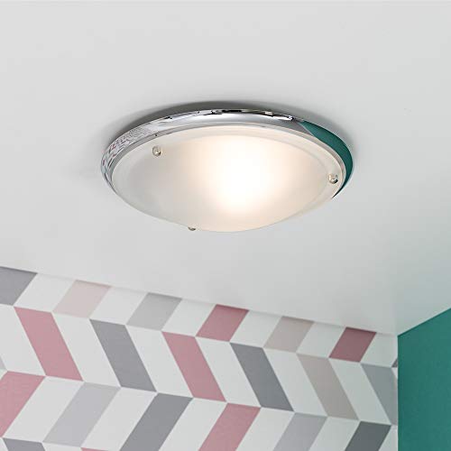 Modern Silver Chrome & Glass Bathroom Ceiling Light