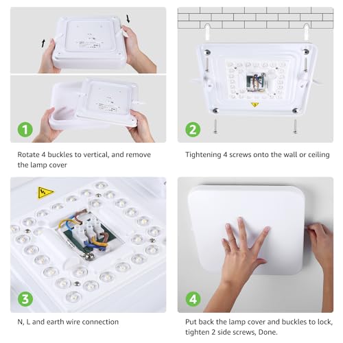 Bright 24W Square LED Ceiling Light, IP44