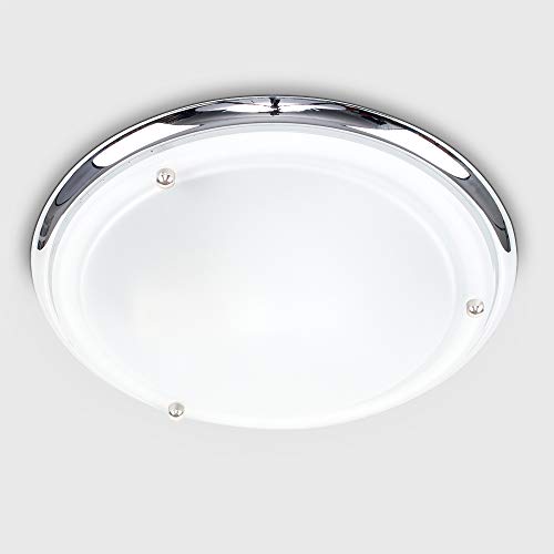 Modern Silver Chrome & Glass Bathroom Ceiling Light