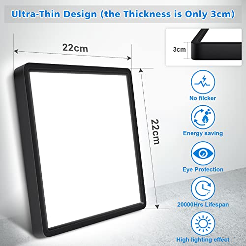 Defurhome 18W Square LED Ceiling Light, Black