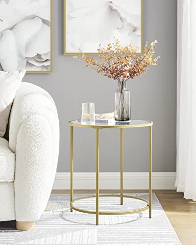 VASAGLE Gold & Glass Round Side Table