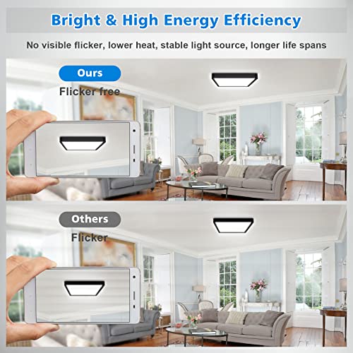 Defurhome 18W Square LED Ceiling Light, Black