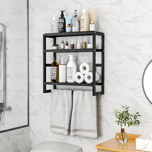 Adjustable 3-Tier Bamboo Bathroom Shelf Organizer