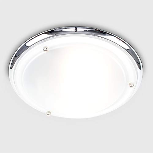 Modern Silver Chrome & Glass Bathroom Ceiling Light