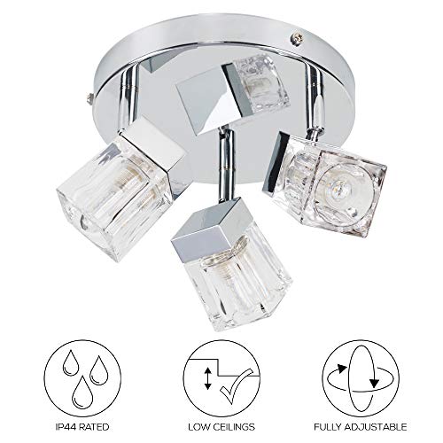 Sleek Chrome 3-Way IP44 Bathroom Ceiling Light