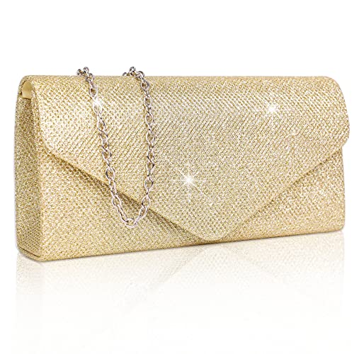 Sparkly Evening Clutch Bag with Detachable Chain