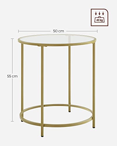 VASAGLE Gold & Glass Round Side Table