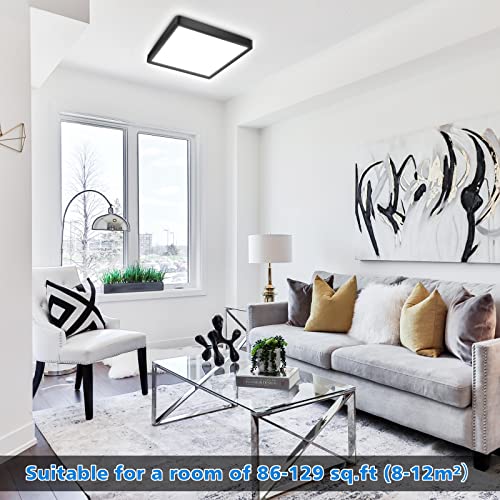 Defurhome 18W Square LED Ceiling Light, Black