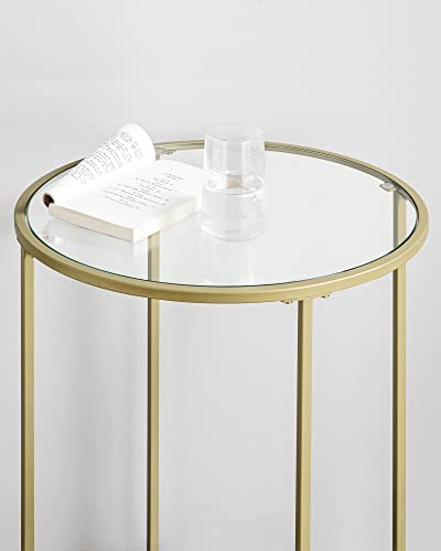 VASAGLE Gold & Glass Round Side Table